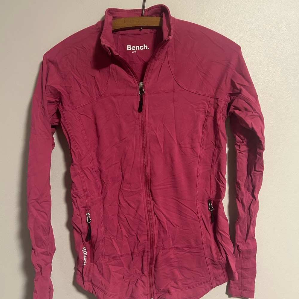 (3/$20) Bench Women's large Fuchsia pink zip up thin lightweight sweater